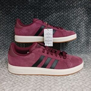 Adidas Grand Court Base 00 Men's Causal Shoes Burgundy Suede JQ6015 Size 12